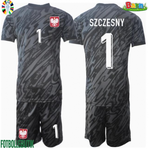 Polen Wojciech Szczesny #1 Målvakt Bortaställ Barn EM 2024 Kortärmad (+ Korta byxor)